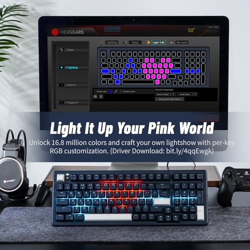 Hexgears Wireless Mechanical Keyboard with Number Pad,Wrist Rest,Gasket Structure,Tri-Mode BT5.0/USB-C/2.4GHz Hot Swappable Keyboard,Creamy Sound,RGB Backlit,Computer Gaming Keyboards(Clicky Switch) - color: Dark Blue-99keys, size: Clicky