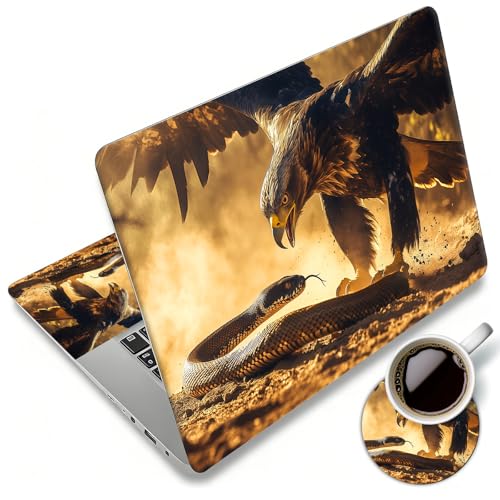 Laptop Skin Sticker Decal 12"-15.6" Universal Laptop/Notebook/Netbook Vinyl - Waterproof Scratch Resistant,Fits HP Dell Lenovo MacBook,2 Free Wrist Pads,Easy Apply & Remove,Eagle Snake Desert - color: Eagle Snake Desert