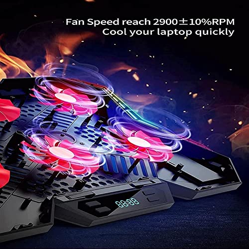 Laptop Cooling Pad, Laptop Cooler with 6 Quiet Led Fans for 15.6-17 Inch Laptop Cooling Fan Stand, Portable Ultra Slim USB Powered Gaming Laptop Cooling Pad (Color : Red) - color: Red