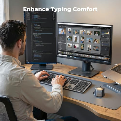 MEETION Wireless Keyboard and Mouse Combo, Rechargeable, Full Size - Gray | Dual Bluetooth and USB connectivity, ergonomic mouse with 4 adjustable DPI, compatible with Windows, Mac, PC, laptop and iPad - color: Full Size Black