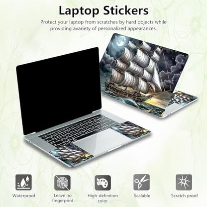 Laptop Skin Sticker Decal, Universal Reusable Vinyl Laptop Cover for 12" 13" 13.3" 14" 15" 15.4" 15.6" Notebook PC, Waterproof Scratch-Resistant with 2 Wrist Pads, Easy to Apply & Remove,Art Ship - color: Art Ship