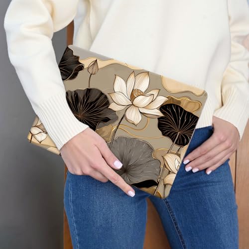 Laptop Skin Sticker 3-Piece Set,Lotus Leaves | Trim-to-fit 3-piece vinyl set with one 15 x 10.6 in lid skin and two palm-rest decals for many 12-15.6 in laptops - color: Lotus Leaves