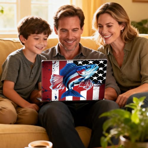 Universal Laptop Skin Sticker Decal for 11.6”12" 13" 13.3" 14" 15" 15.4" 15.6" Reusable Waterproof Scratch-Scratch Resistant Protective Vinyl Laptop Notebook Skin Stickers - American Flag & Fish - color: American Flag & fish