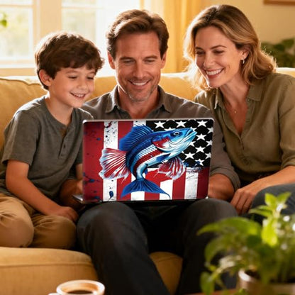 Universal Laptop Skin Sticker Decal for 11.6”12" 13" 13.3" 14" 15" 15.4" 15.6" Reusable Waterproof Scratch-Scratch Resistant Protective Vinyl Laptop Notebook Skin Stickers - American Flag & Fish - color: American Flag & fish