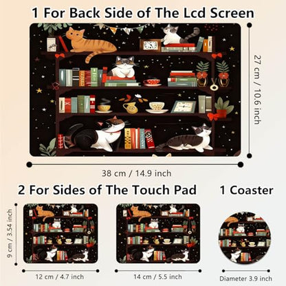 Laptop Skin Sticker Decal 15.6 Inch,12 13 13.3 14 15 15.6 in Laptop Netbook Skins for Notebook,Art Decal Removable Waterproof Scratch Resistant,Universal Vinyl Cover,Bookshelf Cat Cute - color: Bookshelf Cat Cute