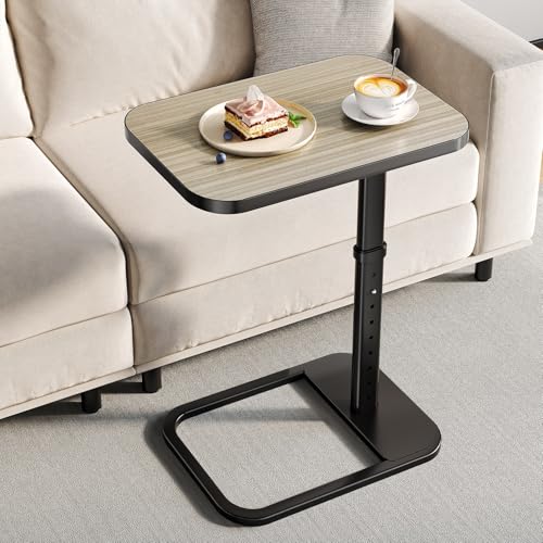 Adjustable Height TV Tray Table for Couch, Flip-Top Design | 19"-30" Height Range, 9-Position Lock System, Rounded Corners, Laptop Table, Snack Table, For Living Room & Bedroom - color: Grey