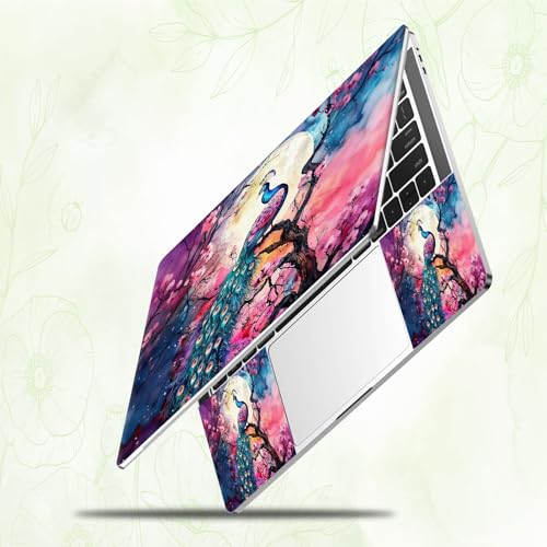 Laptop Skin Sticker Decal, Universal Reusable Vinyl Laptop Cover for 12" 13" 13.3" 14" 15" 15.4" 15.6" Notebook PC, Waterproof Scratch-Resistant with 2 Wrist Pads, Easy to Apply & Remove,Cute Peacock - color: Cute Peacock