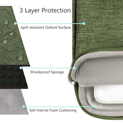 Voova Laptop Sleeve Carrying Case 15.6 16 Inch,Slim Computer Cover Bag Compatible with MacBook Pro 15/16, Dell xps 15,15-16 Inch HP Dell Asus Laptop, Army Green - color: Army Green, size: 15.6-16 Inch