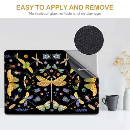 DINKY Laptop Skin Sticker Decal 15.6" 15.4" 12" 13" 13.3" 14" 15 inch Laptop Universal Vinyl Skin Stickers Cover Art Decal Notebook PC Personalized Protector, Black Dragonfly - color: Black Dragonfly
