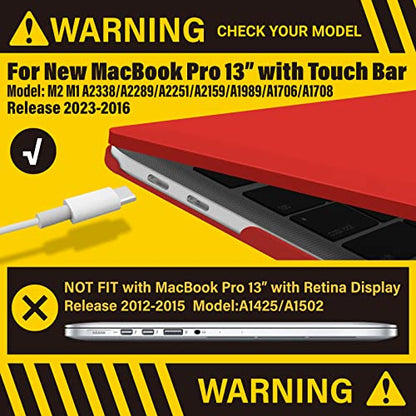 IBENZER Compatible with MacBook Pro 13 Inch Case M2 M1 2026 2025 2024 2023 2022 A2338 A2289 A2251 A2159 A1989 A1706 A1708, Hard Shell Case & Keyboard Cover for Mac Pro 13, Red, T13RD+1 - color: Red