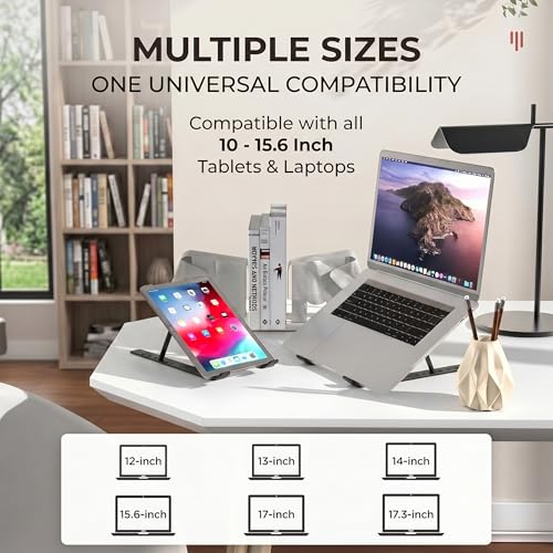 Ergonomic Laptop Stand, Plastic Laptop Riser, Portable and Adjustable Notebook Computer Holder Compatible,Black - color: Black