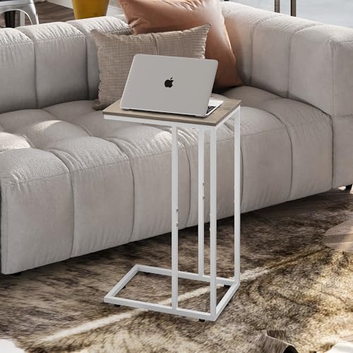 WLIVE Side Table, C Shaped End Table for Couch, Sofa and Bed, Large Desktop C Table for Living Room, Bedroom, Bedside, Creamy Greige - color: Greige