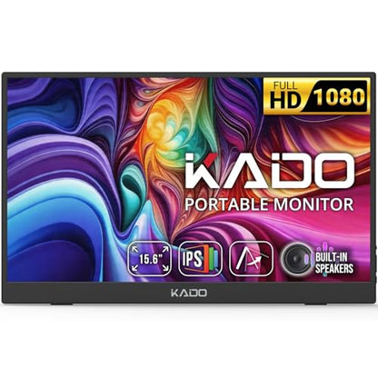 Kado Portable Monitor 15.6-inch FHD 1080p Ultra-Slim Laptop Monitor | IPS 1920x1080 Display Reverse Charging Kickstand for PC, Mac, Phone, Tablet, Switch, Xbox, PS5, USB-C & HDMI Connectivity - style: 1-Pack Single Set