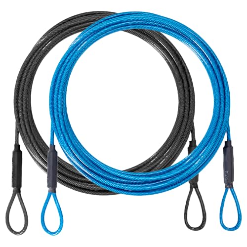 3.3mm (1/8 Inch) Outdoor Travel Security Cable-3/4/6/10/15/20/30ft Luggage Lock Safety Wire Flexible Steel Wire Rope with Double Loop Safety for Luggage, Bike, Lock (Balck+Blue, 4ft-(2Pack) - color: Balck+Blue, size: 4ft-(2Pack）