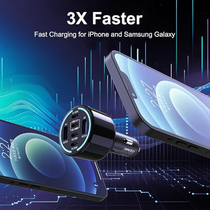 CHIPOFY 300W USB C Car Charger, 6 Ports (4 USB C + 2 USB A) | PD3.1 140W PPS 45W QC 60W Super Fast Charging for MacBook Laptop, iPhone 16 15 Pro Max, iPad, Galaxy S24/S23