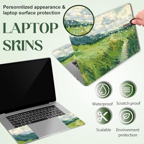 SUPERDANT Laptop Skin Sticker Green Field Laptop Decals Personalized Universal Notebook Computer Wrap Vinyl Skin Stickers Cover Art Decal Removable 12-15.6 Inch Waterproof Scratch-Resistant Gifts - style: Green Field
