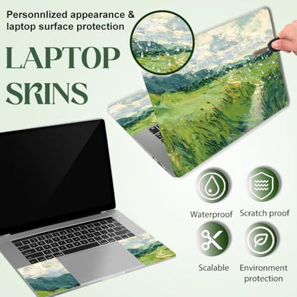 SUPERDANT Laptop Skin Sticker Green Field Laptop Decals Personalized Universal Notebook Computer Wrap Vinyl Skin Stickers Cover Art Decal Removable 12-15.6 Inch Waterproof Scratch-Resistant Gifts - style: Green Field