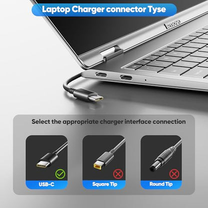 2026 New 65W USB C Laptop Charger, Compatible with Lenovo ThinkPad Chromebook X1 X13 T14 T15 E14 E15 T480s T490 E480 Yoga 7i 9i Thinkbook 13s 14 15 16 Plus G4, AC Power Adapter - size: KT60W200450B3