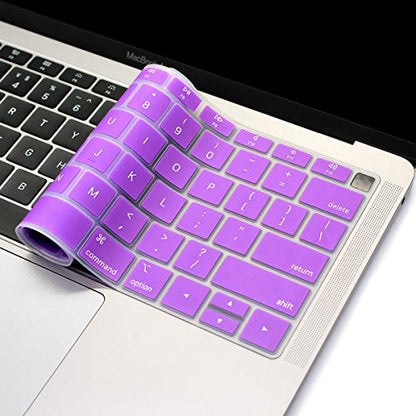 Se7enline for MacBook Air Keyboard Cover 13 inch 2018-2023 A1932 | Silicone Waterproof Dustproof Durable Washable Laptop Accessories US Layout 2023 2022 2021 2020 2019 2018,Purple - color: Purple
