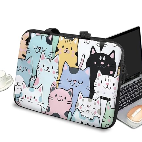 Universal Laptop Case Sleeve 10 inch with Handle and Zipper, Kids Tablet Carrying Case Messenger Bag Portable Tote Bag for 7-10 inch iPad/Notebook/eBook/Readers, Cat Family - color: Cat Family, size: 10 inch