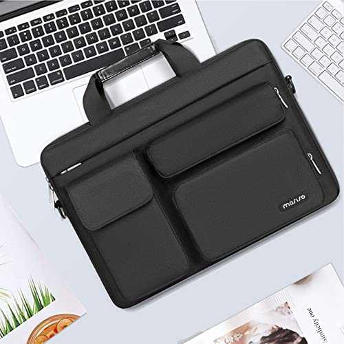 MOSISO Laptop Shoulder Bag 14 inch, 14 inch Computer Bag | Compatible with HP Lenovo Dell ASUS Acer, Dell Latitude with 2 Raised&1 Flapover&1 Horizontal Pocket&Handle&Belt, Black - color: Black, size: 14 inch