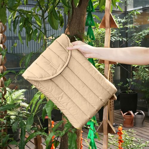 Puffy Laptop Sleeve 15-16 Inch, Soft Laptop Case, Streak-Beige | Compatible with 15-16 Inch Macbook Pro/Air, Asus/Dell Xps/Lenovo Laptops, Protective Carrying Bag for Women and Men - color: Streak-Beige, size: 15/16