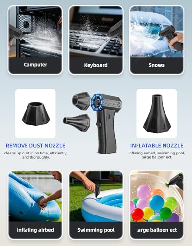 Compressed Air Duster - 300000RPM Super Power Electric Air Duster | Variable Speed Compressed Air, 8000mAh Battery Canned Air, Mini Cordless Air Blower for Home/Keybaord/PC/Computer/Car