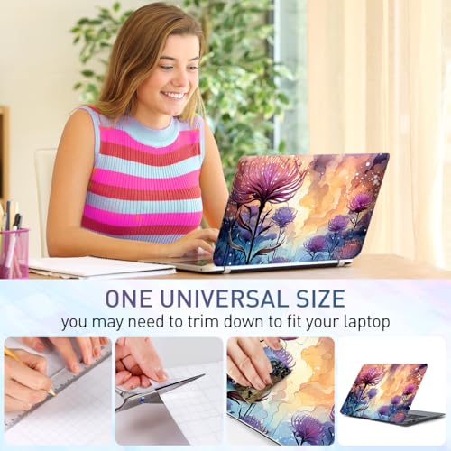 12.1 13 13.3 14 15.4 15.6 Inch Laptop Skin Decal, Laptop Skins Stickers Decals for Notebook PC, Universal Reusable Vinyl Laptop Cover Sticker, Waterproof Art Protector I Blossom Purple Flower - color: Blossom Purple Flower