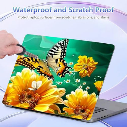 Laptop Skin Sticker Decal Cover,Daisies and Flowers Butterfly | DIGTIALL Universal Laptop Skin Sticker, Waterproof Removable Notebook Decal Protector Cover for 12 13 14 15 Inch Laptops - color: Daisies And Flowers Butterfly