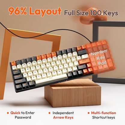 RK ROYAL KLUDGE RK100 Wireless Mechanical Keyboard RGB Backlit Bluetooth5.1/2.4G/Wired 96% Full Size 100-Key Hot Swappable Gaming Keyboard Brown Switch Carbon - color: Carbon, size: Hot Swappable Brown Switch