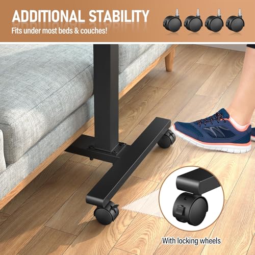 Eocnrhe Adjustable Overbed Bedside Table, Hospital Bed Table with Wheels, Portable Rolling Desk, Mobile Small Standing Desk, Rolling Laptop Stand, Computer Cart - size: 29.92inch