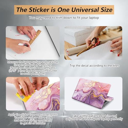Laptop Skin Sticker for 12.1”-15.6“ Laptops (Fits 13”, 13.3”, 14”, 15”, 15.4”) | Protective Universal Reusable Vinyl Art Decal Cover | Waterproof & Scratch-Resistant-Pink Purple Marble - color: pink purple Marble