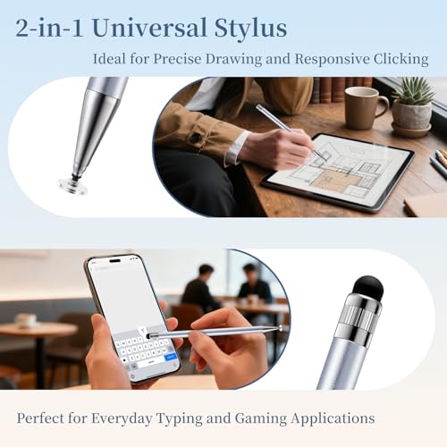 ChaoQ 2-in-1 Stylus Pen for Touchscreen, 6 High Sensitivity Stylus (Silver) - color: 6 Silver