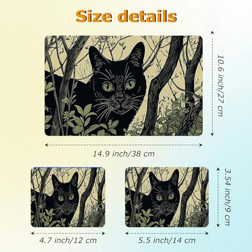 Universal Laptop Skin Sticker with 2 Wrist Pad Decals, 3-Piece Removable Vinyl Laptop Cover, Black Cat Forest Waterproof Anti-Scratch, Easy-Trim Fit for 13.3" 14" 15.6" Laptops - color: Black Cat Forest