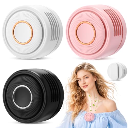 3 Pack Portable Silent Mini Bladeless Fan Clip On Cooling USB Rechargeable Electric Small Fan for Shirt Belt Waist Outdoor Travel Office Summer Wear Personal Use (Black, Pink, White) - color: Black, Pink, White