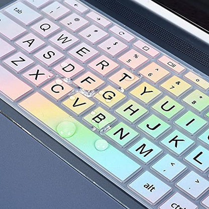 Keyboard Cover for HP x360 14" Chromebook, 14-db/ca/ak/DA 14B-CA 14a-na, 14 G2 G3 G4 G5, HP Chromebook 11 G2, G3, G4, G5, G6 EE G7EE Keyboard Skin, Colorful Rainbow - color: Colorful Rainbow