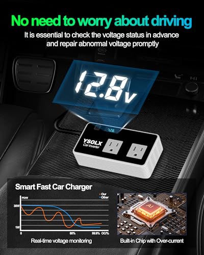 YSOLX 300W Car Power Inverters for Vehicles | Car Inverter 12V to 110V With 3 USB Fast Charger And Car Plug Adapter Outlet for Laptop Computer Charger - size: 300W