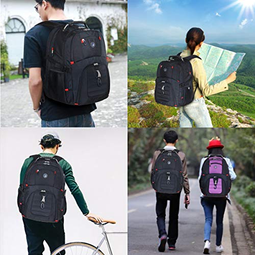 SHRRADOO Extra Large Travel Laptop Backpack for Men, Work College Backpacks | Fit 17 Inch Laptops, with Combination Lock, Carry On Flight Approved, Men Women Business Backpack,Bookbag School Backpack - color: Black