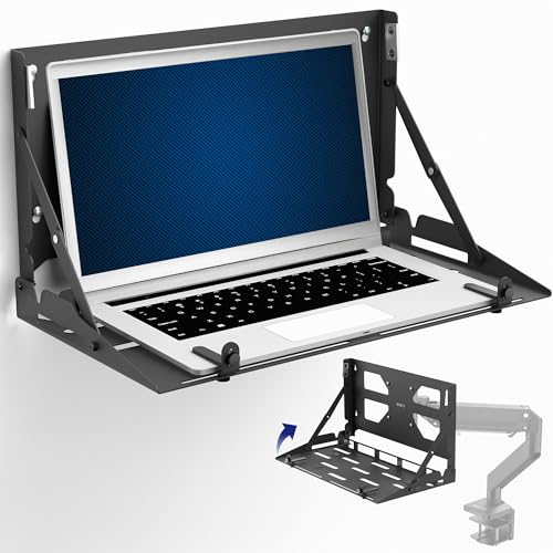 VIVO Black Flip Down 13 to 17 inch Laptop Tray Holder, Mount-FDLAP1 | Designed for Wall-Mounted Floating Workstation or VESA Stand Accessory, Space Saving, Holds 22 lbs