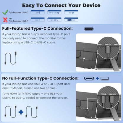 Laptop Screen Extender 15.6", FHD 1080P IPS Laptop Monitor Extender,Dual Screen Monitor for Laptop 13-17", Portable Monitor for Laptop with Plug & Play for Windows/Mac/Android/Chrome/PS5