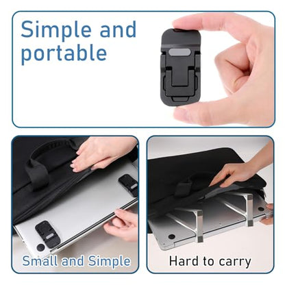 2 Pcs Portable Keyboard Stand, Dual Tilt Angle Adjustment, Foldable Laptop Riser, Self-Adhesive Feet for Most Keyboards (Black) - color: Black
