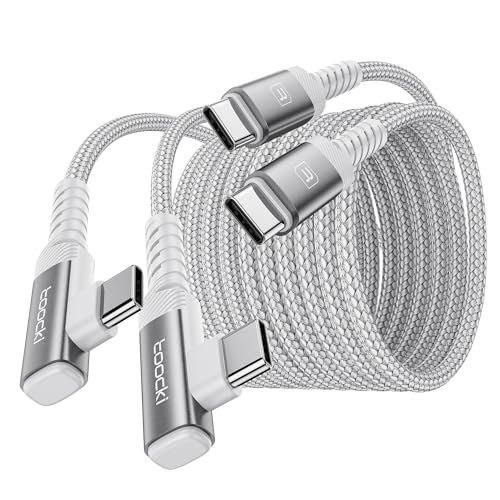 USB C to USB C Charger Cable(10ft, 2Pack), 60W Type C Charging Cable Cord, Right Angle Fast Charging USBC to USBC Cable for iPhone 17 16 15 Pro Plus Pro Max Air, MacBook Air/Samsung S25 Ultra /S24 - color: White, size: 10+10FT