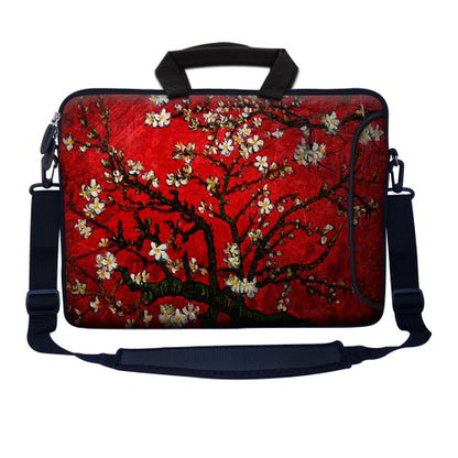 Meffort Inc 15.6 Inch Neoprene Laptop Bag – Water Resistant, Reinforced Zipper, Adjustable Shoulder Strap, Extra Side Pocket, Fits 15 to 15.6 Inch Laptops - Cherry Blossoming - color: Vincent Van Gogh Cherry Blossoming