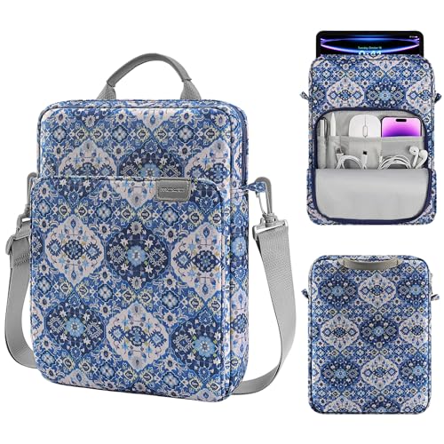 MoKo 9-11 Inch Tablet Sleeve Bag Handle Carrying Case with Shoulder Strap | Fits iPad Pro/Air/A16 11-inch, iPad 10th 10.9, iPad 9/8/7th 10.2, iPadAir 5/4th 10.9 and Tab S8/S9 11-inch, Blue Bohemia - color: Blue Bohemia, size: 9-11 inch