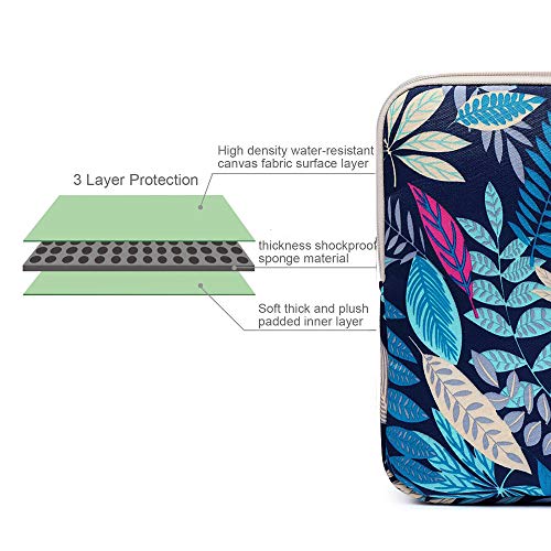 BSLVWG 10 Inch Laptop Sleeve Multi-Color & Size Choices Case/Water-Resistant Neoprene Notebook Computer Pocket Tablet Briefcase Carrying Bag/Pouch Skin Cover - color: Blue Leaves, size: 10 inch
