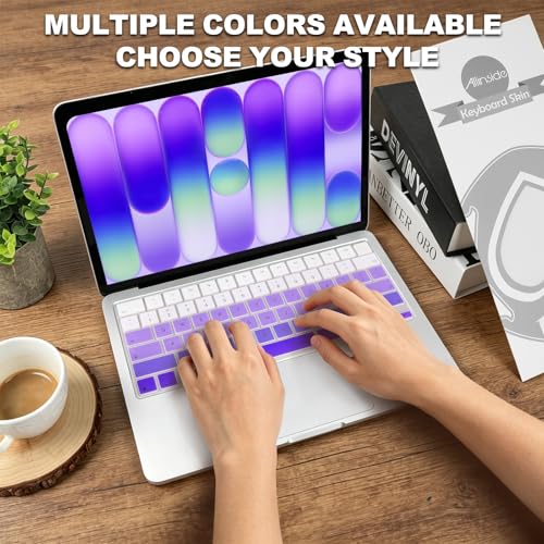 Allinside Keyboard Cover for 2026 MacBook Neo 13-inch A3404 (A18 Pro) & MacBook Air 13"/15" and MacBook Pro 14"/16" (M5 Chip), Premium Silicone Keyboard Protector Skin, US ANSI Layout, Ombre Purple - color: Ombre Purple