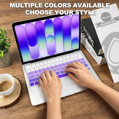 Allinside Keyboard Cover for 2026 MacBook Neo 13-inch A3404 (A18 Pro) & MacBook Air 13"/15" and MacBook Pro 14"/16" (M5 Chip), Premium Silicone Keyboard Protector Skin, US ANSI Layout, Ombre Purple - color: Ombre Purple
