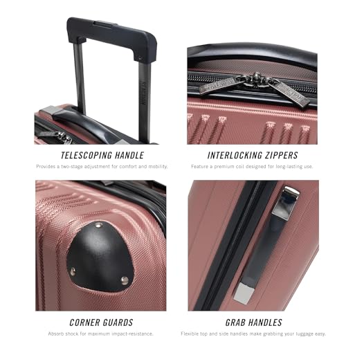 Kenneth Cole REACTION Out of Bounds Lightweight Hardshell 4-Wheel Spinner Luggage, Rose Gold, 20-Inch Carry On - color: Rose Gold, size: 20-Inch Carry On