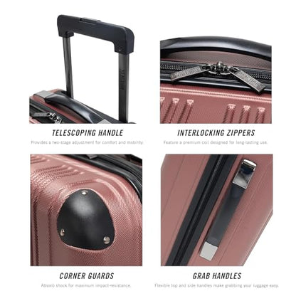 Kenneth Cole REACTION Out of Bounds Lightweight Hardshell 4-Wheel Spinner Luggage, Rose Gold, 24-Inch Checked - color: Rose Gold, size: 24-Inch Checked