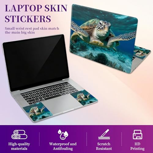 Laptop Skin Sticker Laptop Cover for 12" 13" 13.3" 14" Laptop Stickers,Reusable Skin Sticker Cover Personalized Art Waterproof & Scratch-Resistant Protector Case,Sea Turtle - color: Sea Turtle